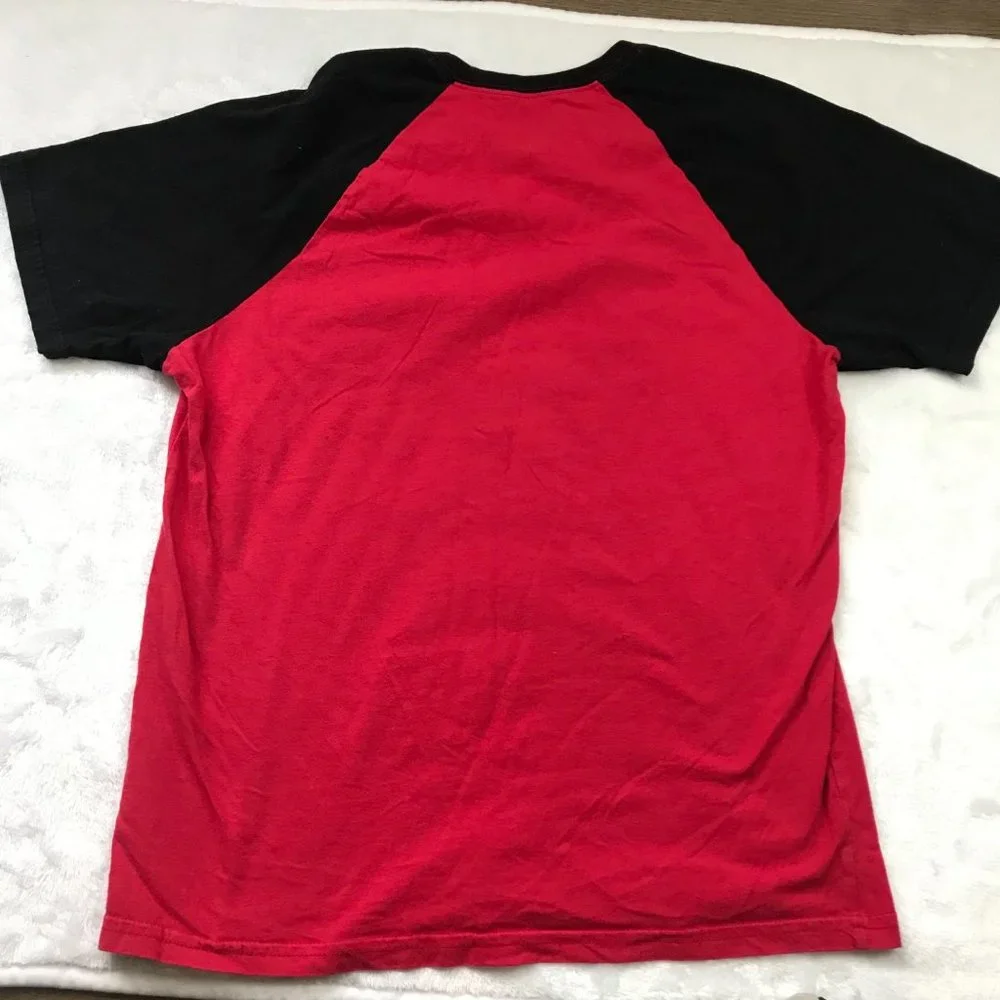 True Religion Mens TRUE DIAG Raglan Tee Short Sleeve Red Black 100% Cotton Large